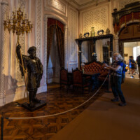 Pam photographs the chandelier holder