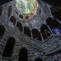 Heading down into the Initiation Well at Quinta da Regaleira