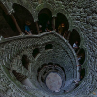 Heading down into the Initiation Well at Quinta da Regaleira