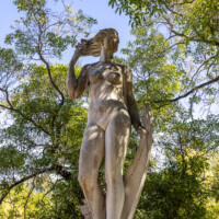 Sculpture by by Soares Branco in 1954, near Estufa Fria in Parque Eduardo VII.