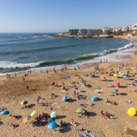 Praia da Baleia, with Hotel Vila Galé Ericeira at the other end