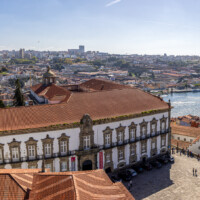 Looking down on the Bishop's Palace with the Douro river behind.