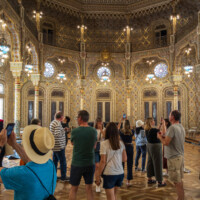 The over-the-top Arab Room inside the Palácio da Bolsa in Porto. Moorish Revival style was fashionable in the 19th century.