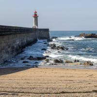 One of the lighthouses at Foz do Douro near Matosinhos