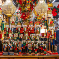 Nutcrackers in a shop.